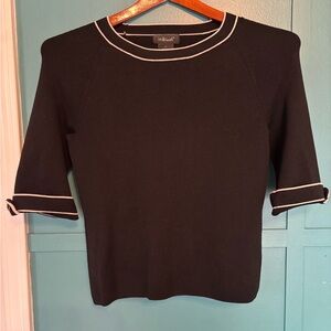 Will Smith Women's Black Sweater with White Trim Silk and Nylon Size Medium